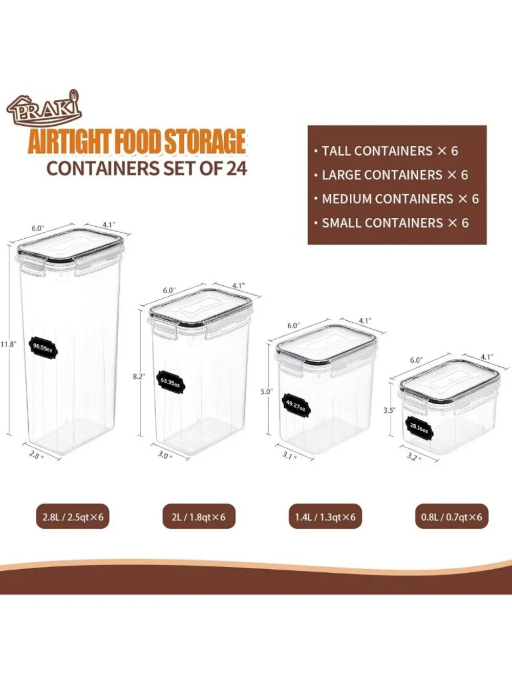 Airtight Food Storage Containers Set - 24 PCS BPA Free Leak-Proof Canisters for